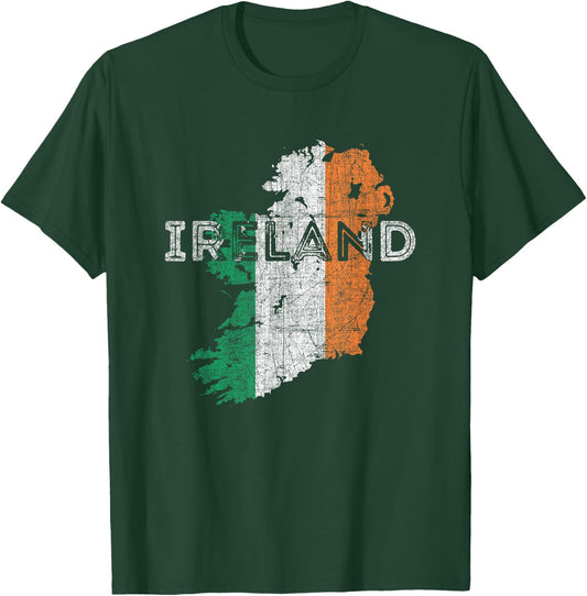 Irish Map and Flag Souvenir - Distressed Ireland T-Shirt - T-Shirt | Forest
