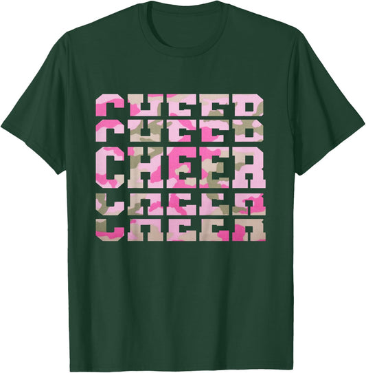 Kids Cute Camo Cheerleading for Cheerleader Squad Girl BFF Cheer T-Shirt - T-Shirt | Forest