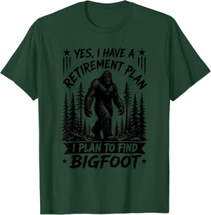 Funny Bigfoot Retirement Plan Sasquatch Silhouette Adventure T-Shirt - T-Shirt | Forest