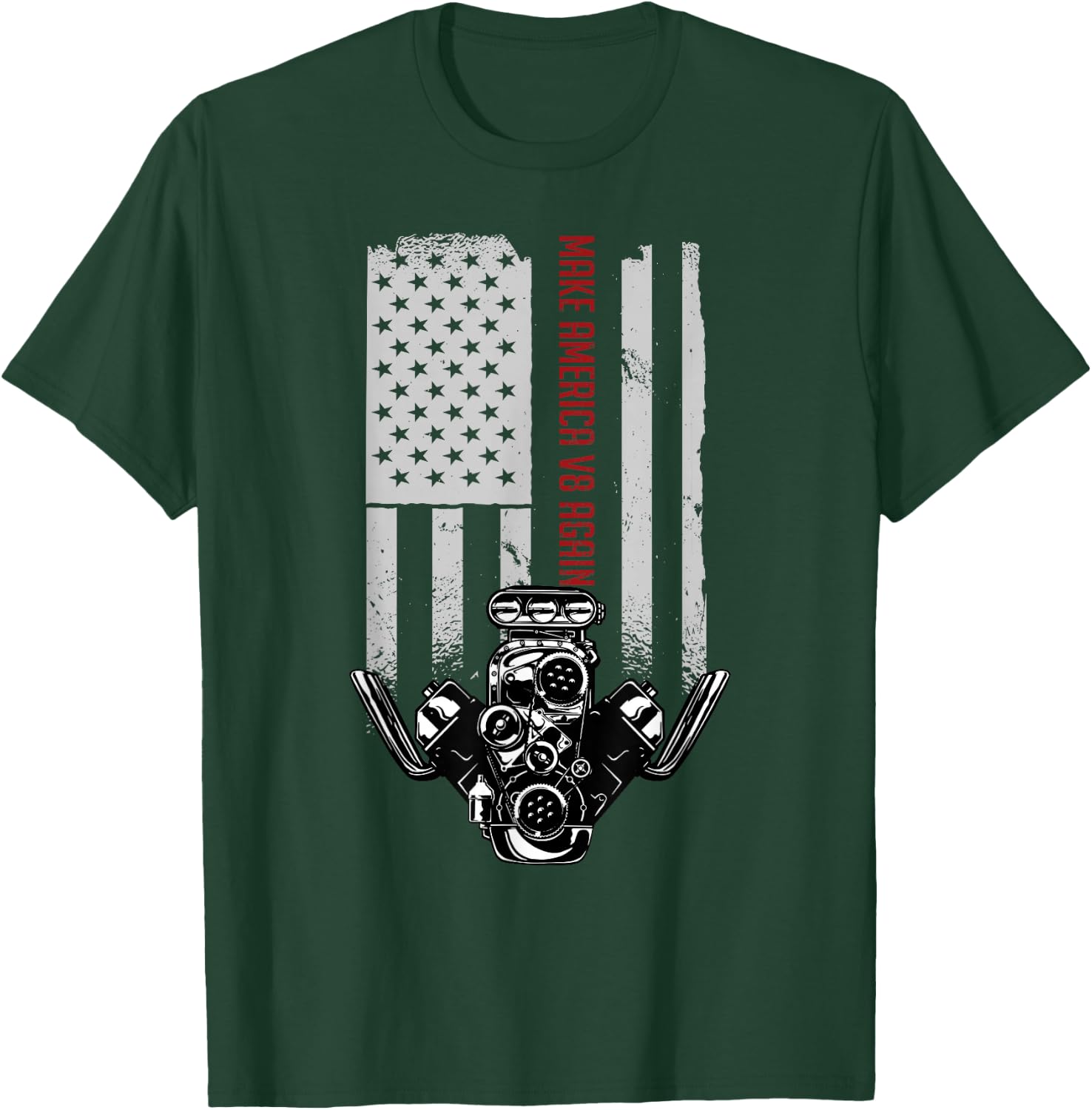Make America V8 Again American Muscle Car USA Flag V8 T-Shirt - T-Shirt | Forest