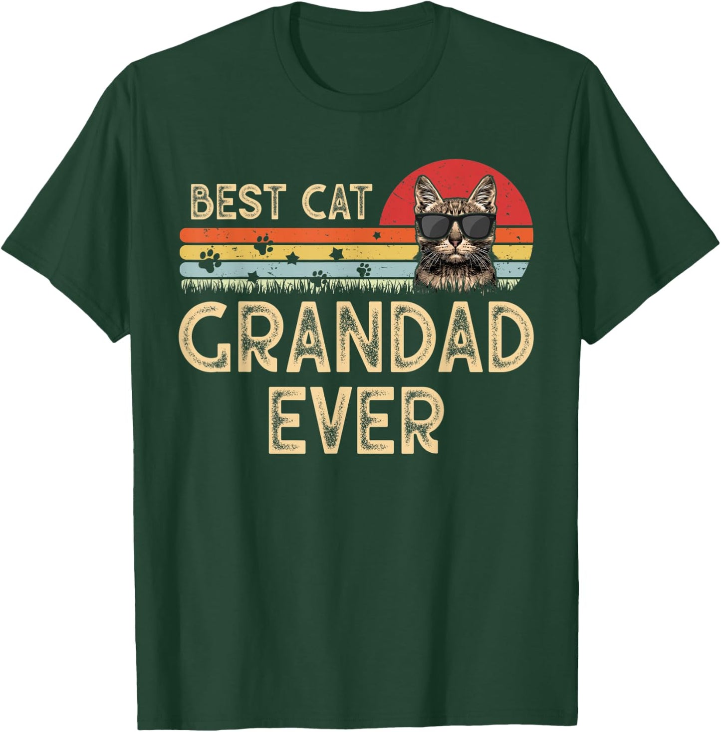 Vintage Best Cat Grandad Ever Cat Daddy Gift T-Shirt - T-Shirt | Forest