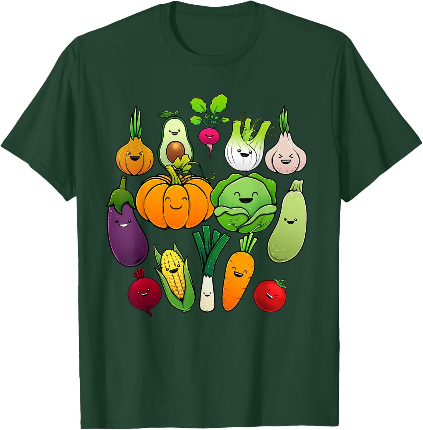 Cute Vegetable Art Men Women Healthy Veggie Vegan Gardening T-Shirt - T-Shirt | Forest