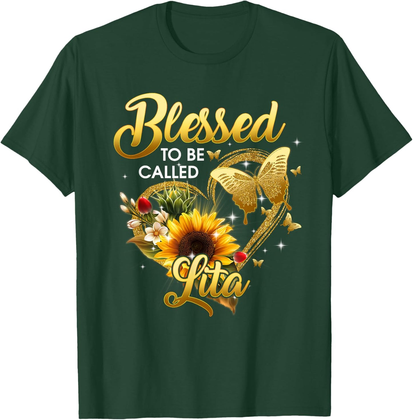 Blessed To Be Called Lita Grandma Sunflower Mothers Day 2022 T-Shirt - T-Shirt | Forest