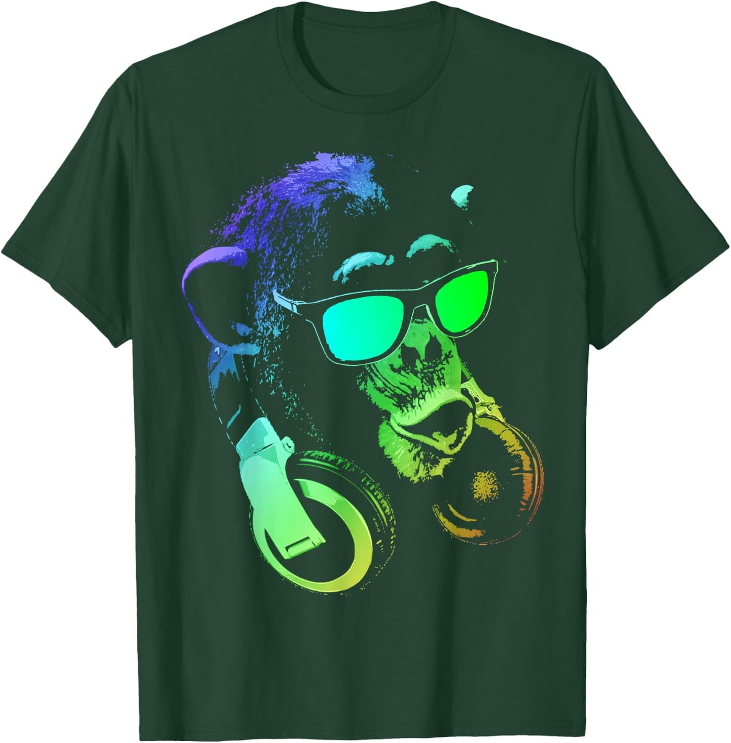 Monkey Chimp With Sunglasses And Headphones T-Shirt - T-Shirt | Forest