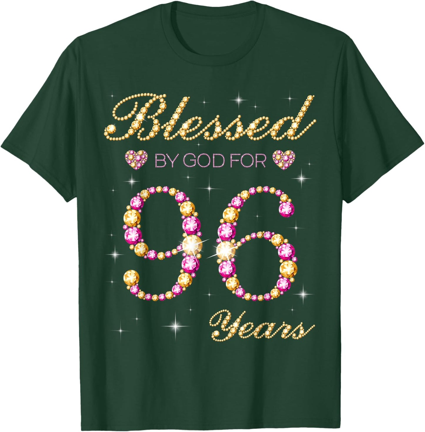 Blessed By God For 96 Years Old 96th Birthday Party T-Shirt - T-Shirt | Forest