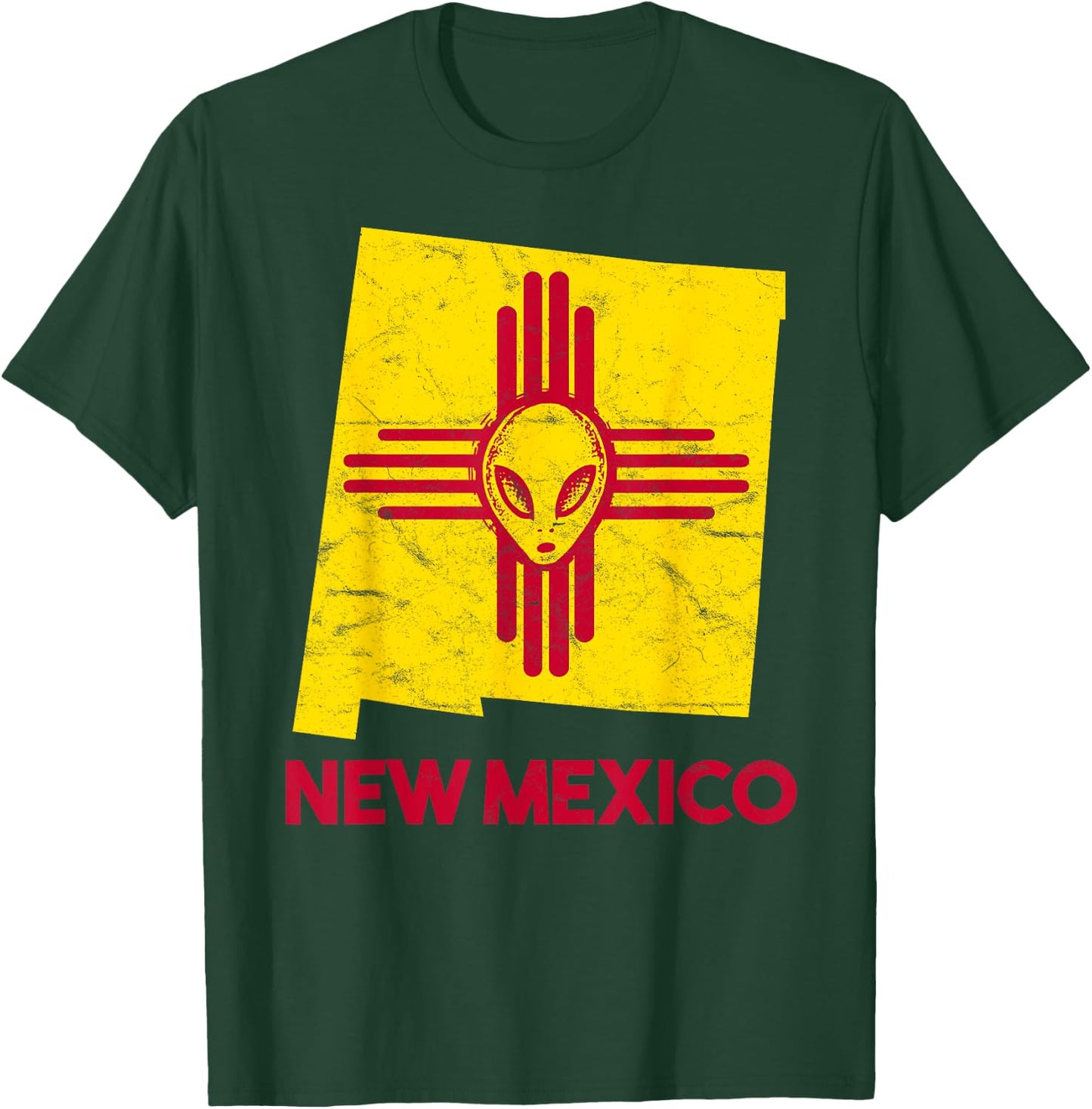 Roswell, New Mexico Flag Space Aliens Zia NM Souvenir T-Shirt - T-Shirt | Forest
