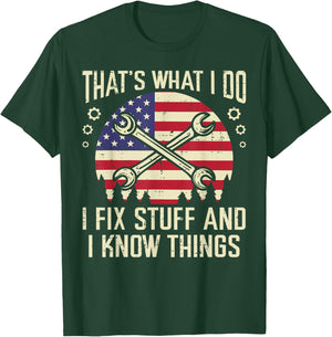 Thats What I Do Fix Stuff USA Flag Car Mechanic Garage Men T-Shirt - T-Shirt | Forest