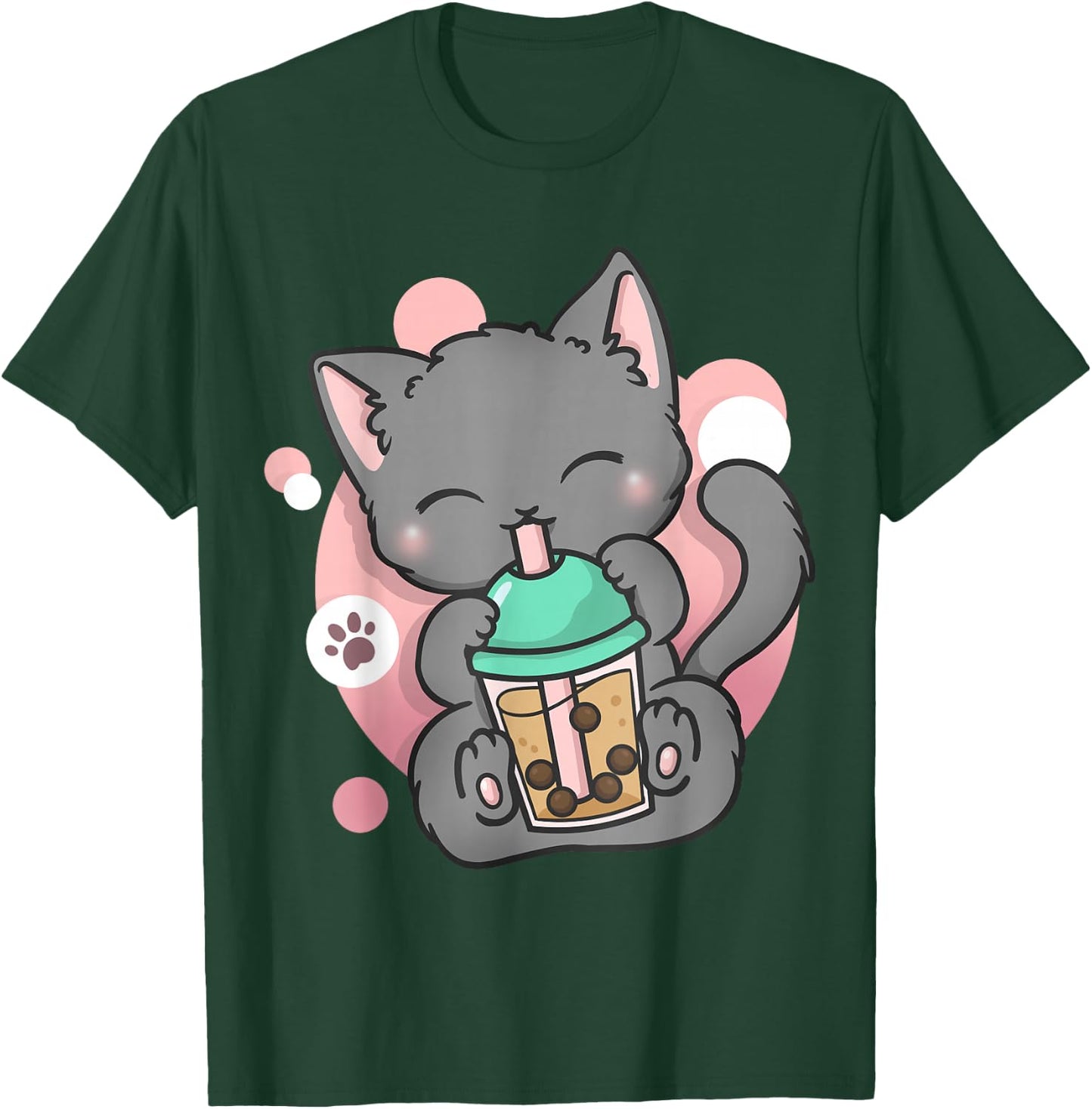 Cat Boba Tea Bubble Tea Anime Kawaii Neko T-Shirt - T-Shirt | Forest