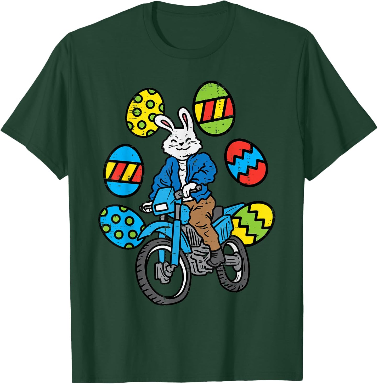 Easter Bunny Riding Dirt Bike Motocross Biker Men Women Kids T-Shirt - T-Shirt | Forest
