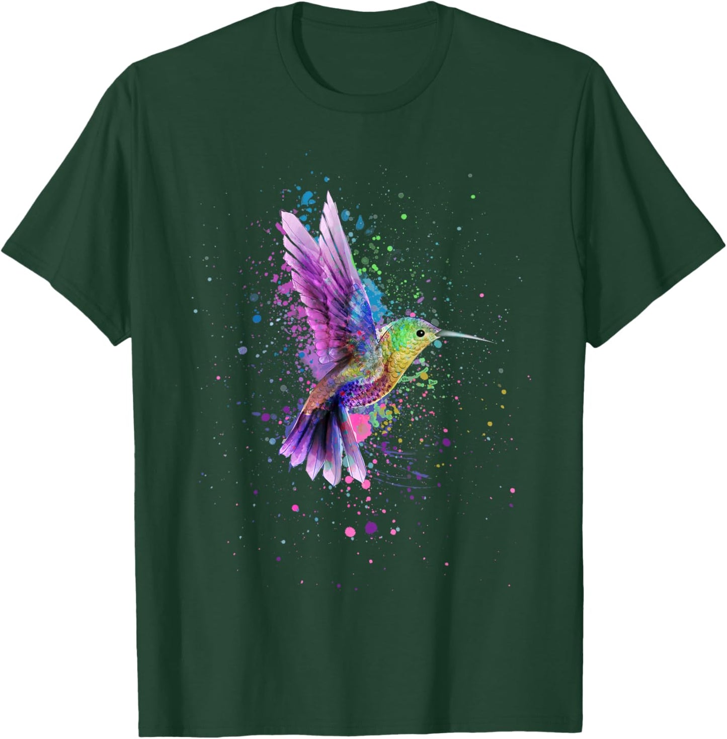 Hummingbird Watercolor Art Design Small T-Shirt - T-Shirt | Forest