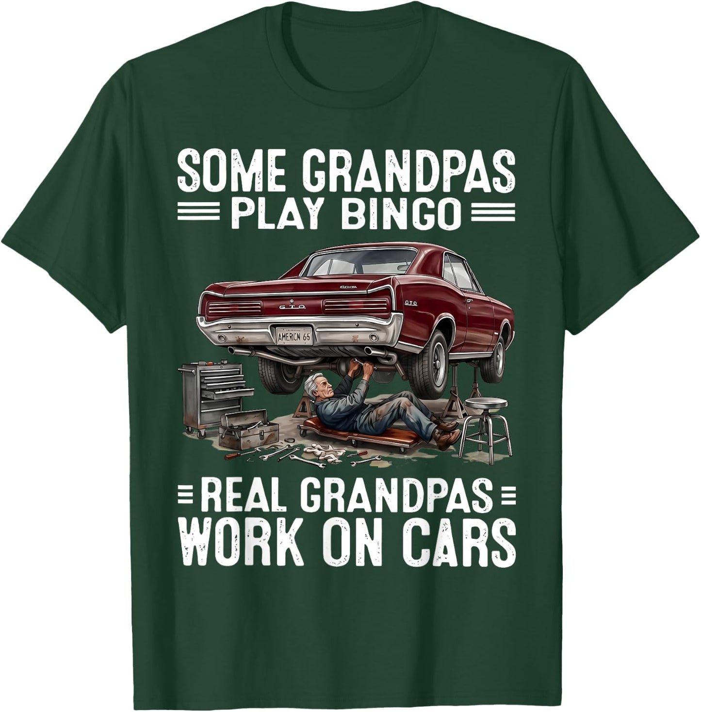 Some Grandpas Play Bingo Real Grandpas Work On Cars Mechanic T-Shirt - T-Shirt | Forest