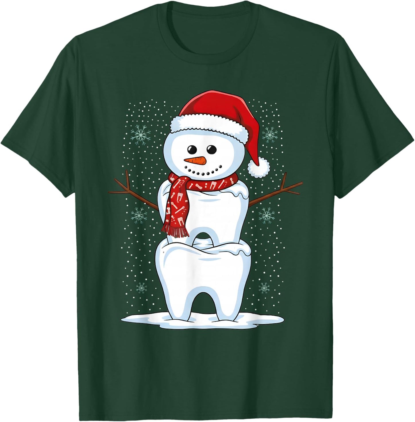 Christmas Dental Teeth Dentist Snowman Xmas Santa Pajamas T-Shirt - T-Shirt | Forest