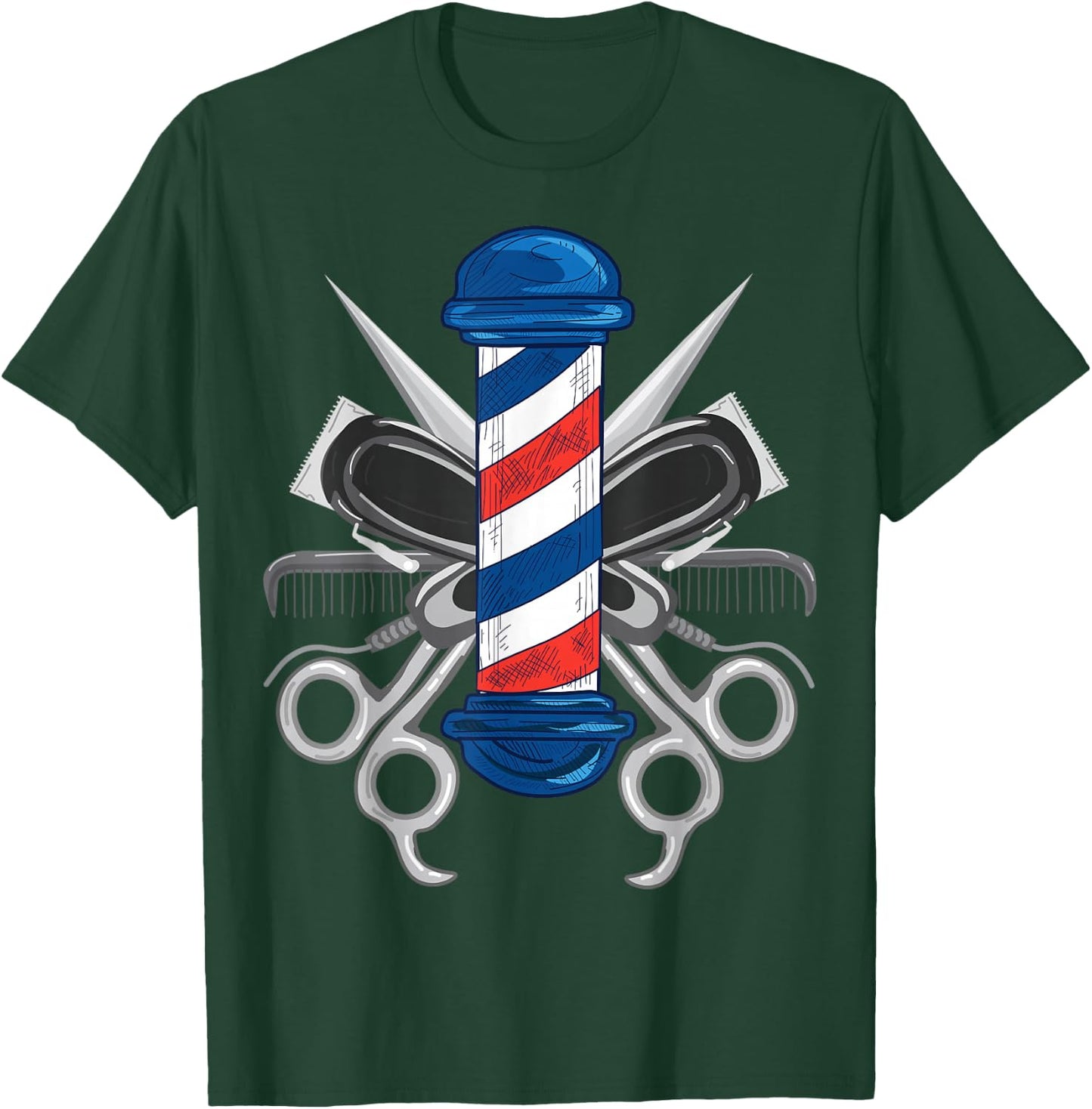 Cool Barber Design Men Women Barber Pole Barbershop Lovers T-Shirt - T-Shirt | Forest