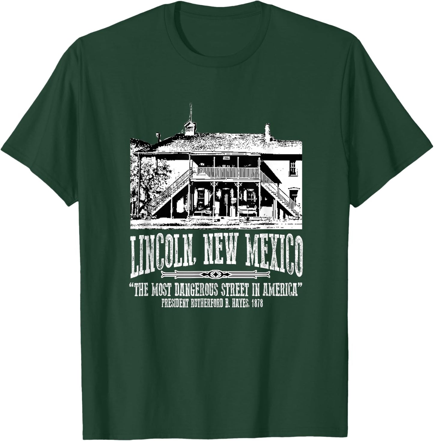 Lincoln New Mexico Old Courthouse Billy the Kid Escapes T-Shirt - T-Shirt | Forest