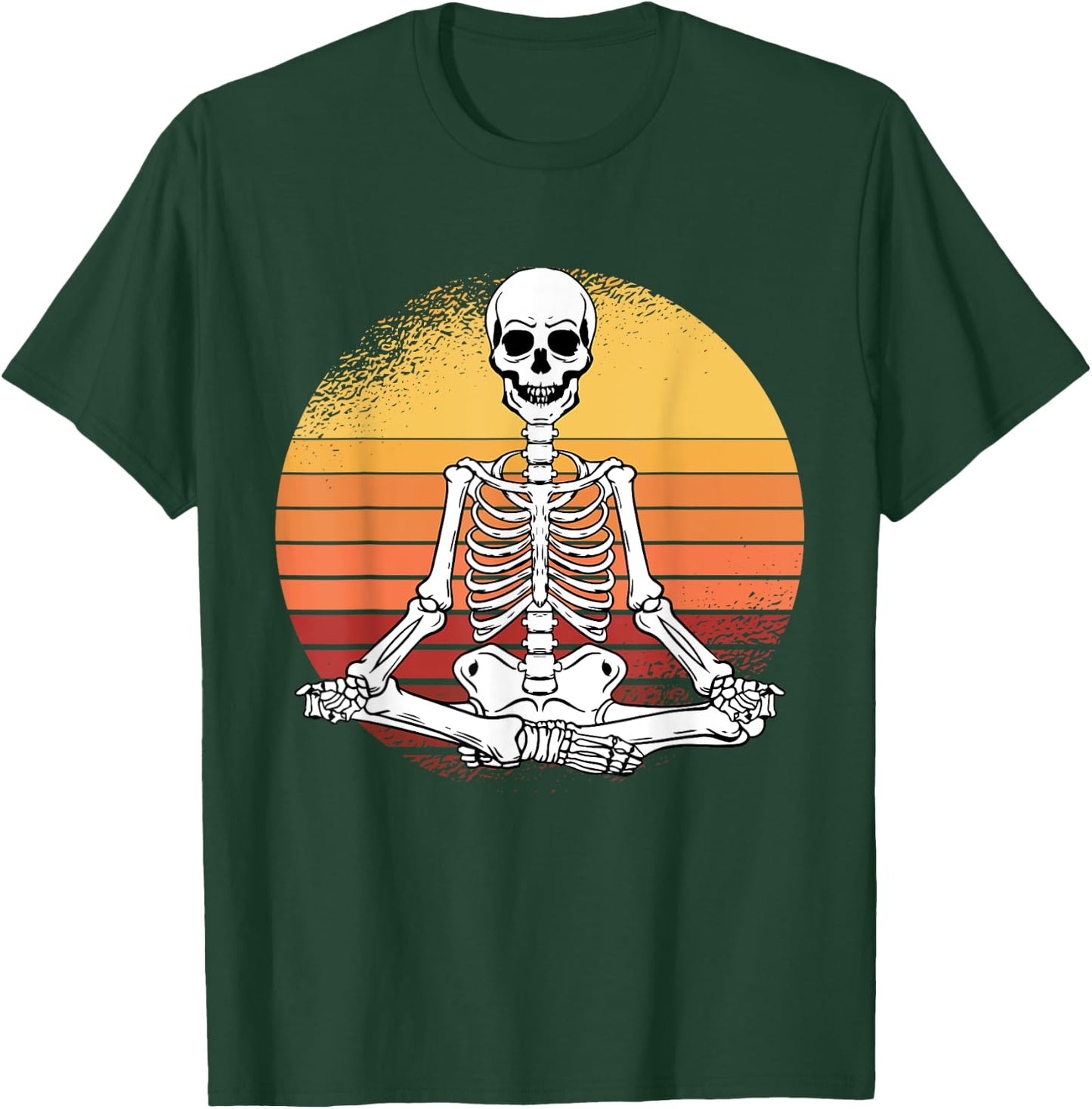 Skeleton Yoga Lazy Halloween Costume Retro Meditation T-Shirt - T-Shirt | Forest