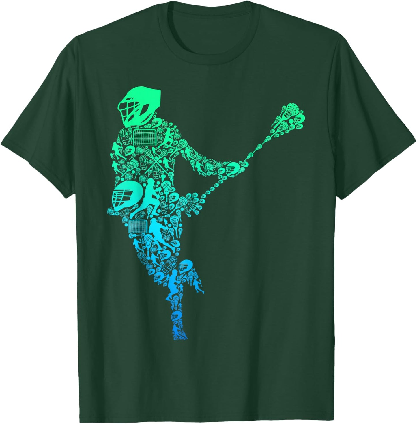 Lacrosse Player Youth Men Boys Kids Small T-Shirt - T-Shirt | Forest