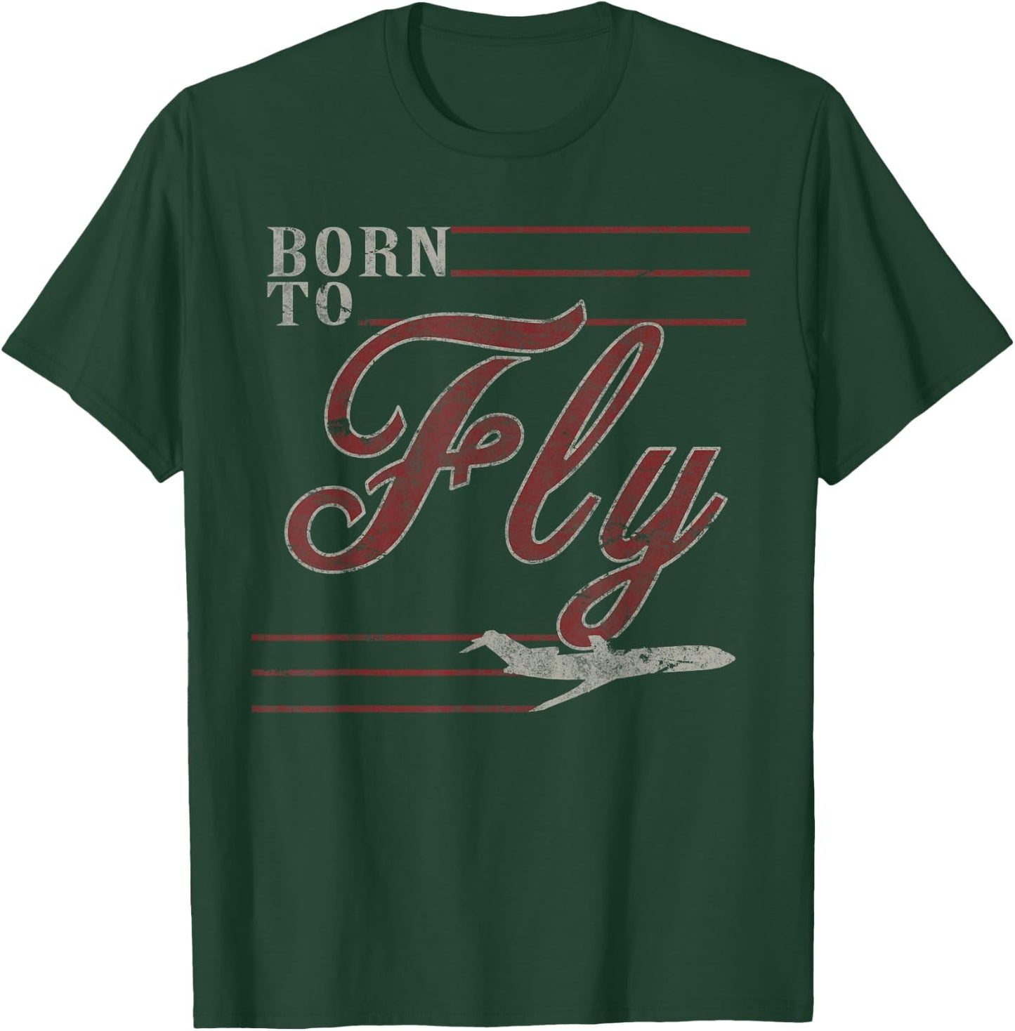 Born to Fly 727 Airplane Vintage Distressed Pilot T-Shirt - T-Shirt | Forest