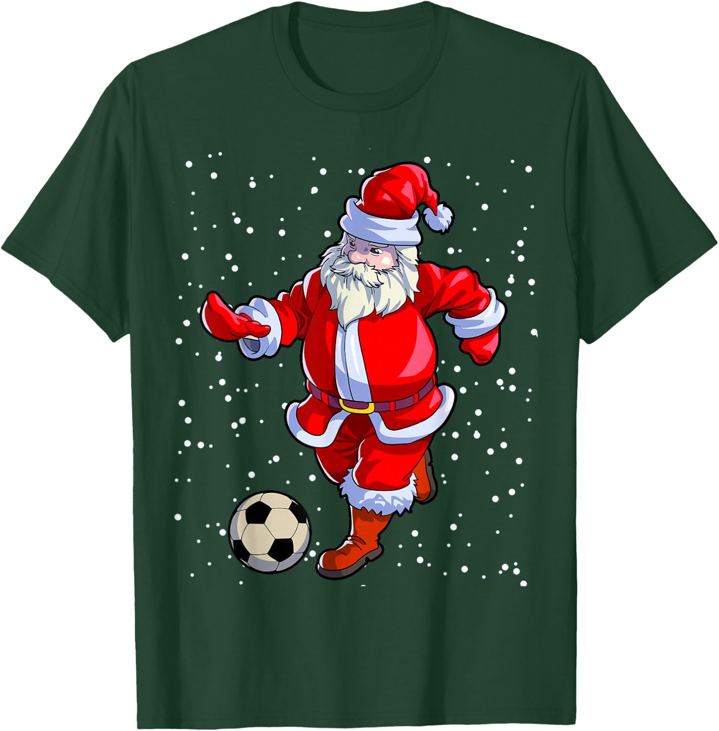 Soccer Christmas Shirt Men Kids Boys Soccer Santa Claus T-Shirt - T-Shirt | Forest