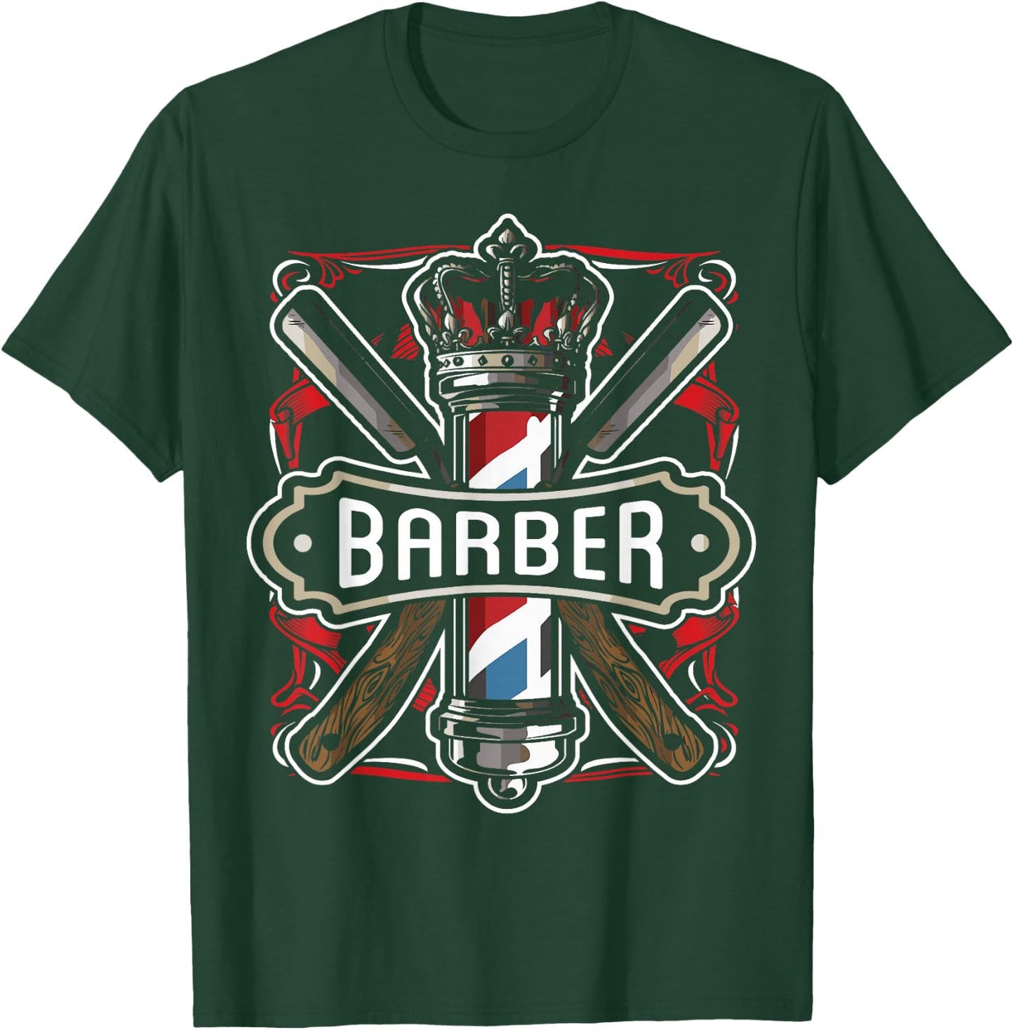 Barber Vintage Cool Outfit Barber Razor Gift T-Shirt - T-Shirt | Forest