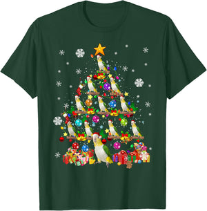 Santa Caique Birds Christmas Tree Lights Santa Parrots Birds T-Shirt - T-Shirt | Forest