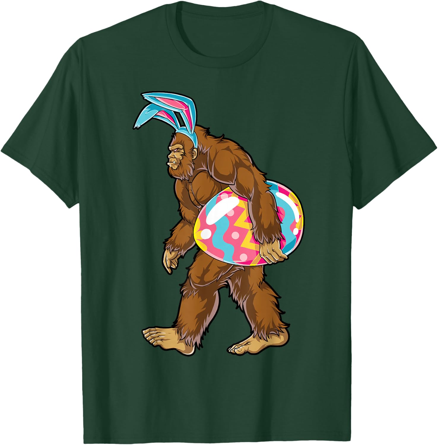 Bigfoot Easter Bunny Ears Egg Kids Boys Sasquatch Lover Gift T-Shirt - T-Shirt | Forest