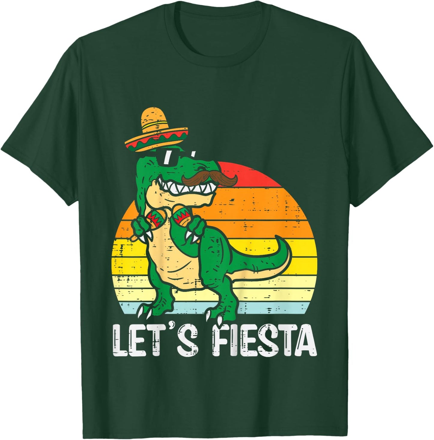 Let's Fiesta Mexican Dino Trex Cinco De Mayo Toddler Boys T-Shirt - T-Shirt | Forest