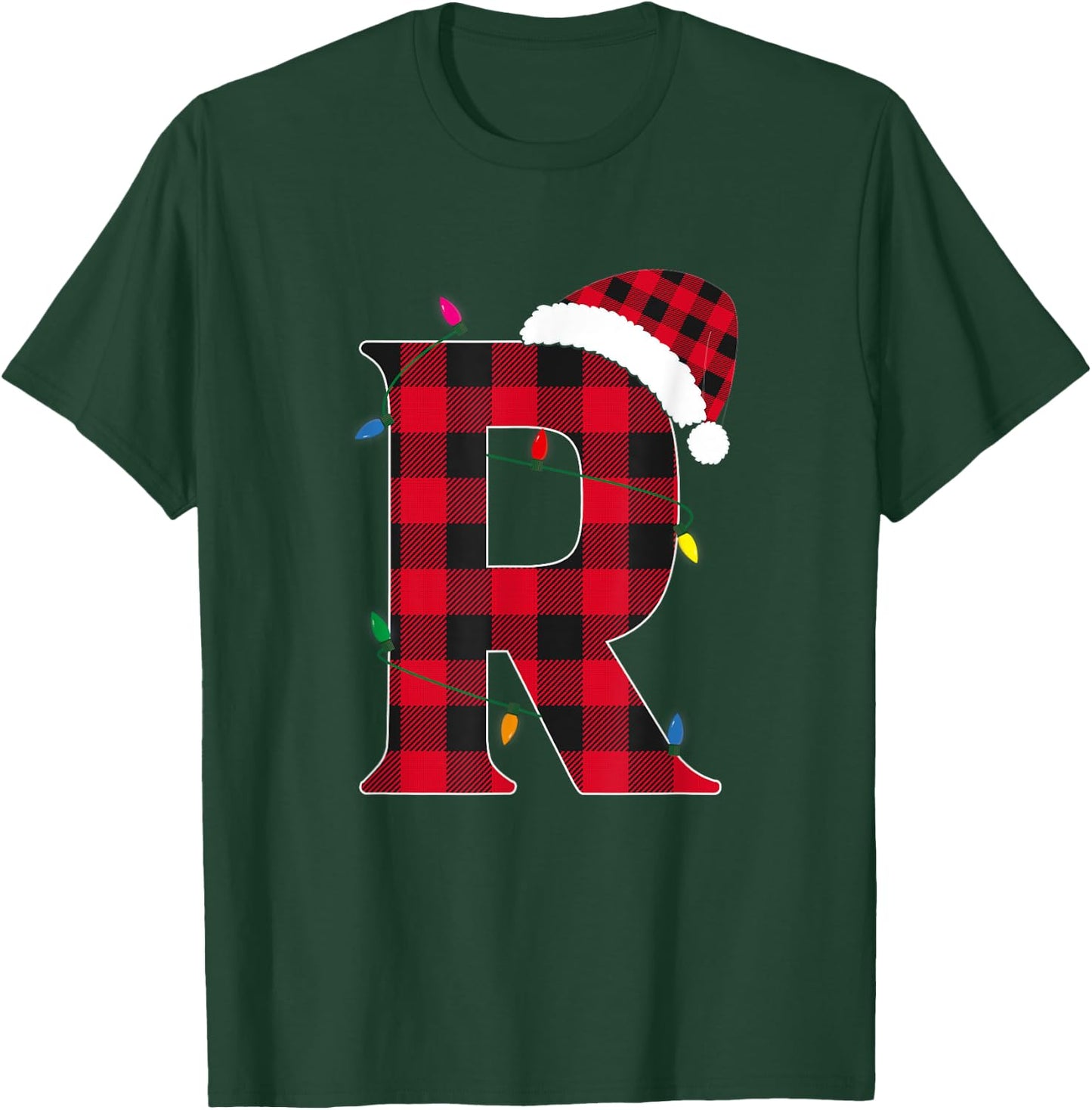 Awesome Letter R Initial Name Buffalo Plaid Christmas T-Shirt - T-Shirt | Forest