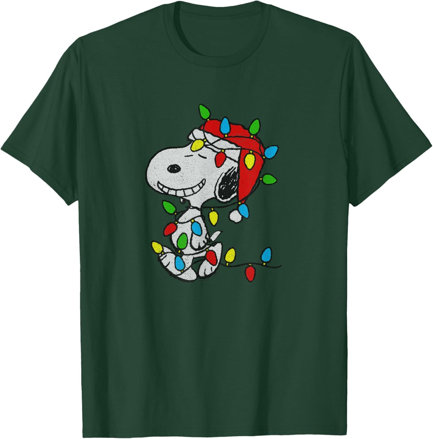 Peanuts - Christmas Snoopy X-Mas Lights T-Shirt - T-Shirt | Forest