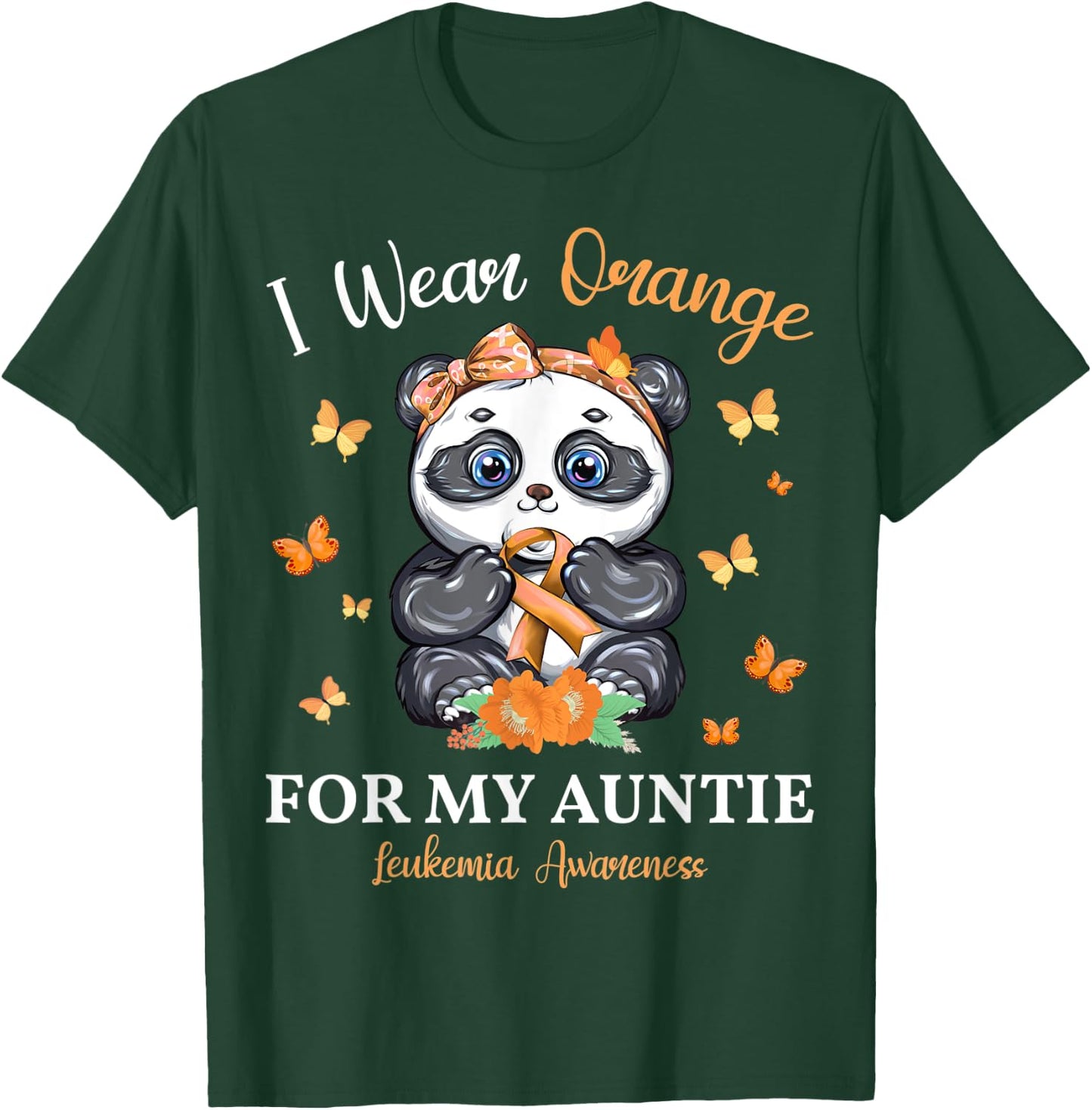 I Wear Orange For My Auntie Leukemia Awareness Panda T-Shirt - T-Shirt | Forest