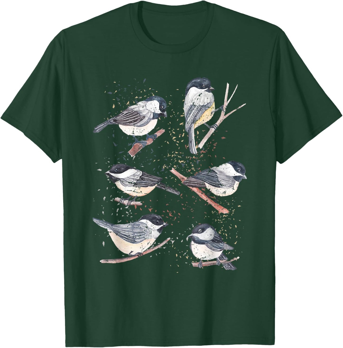 Bird Watching Birding Animal Nature Vintage Chickadee T-Shirt - T-Shirt | Forest