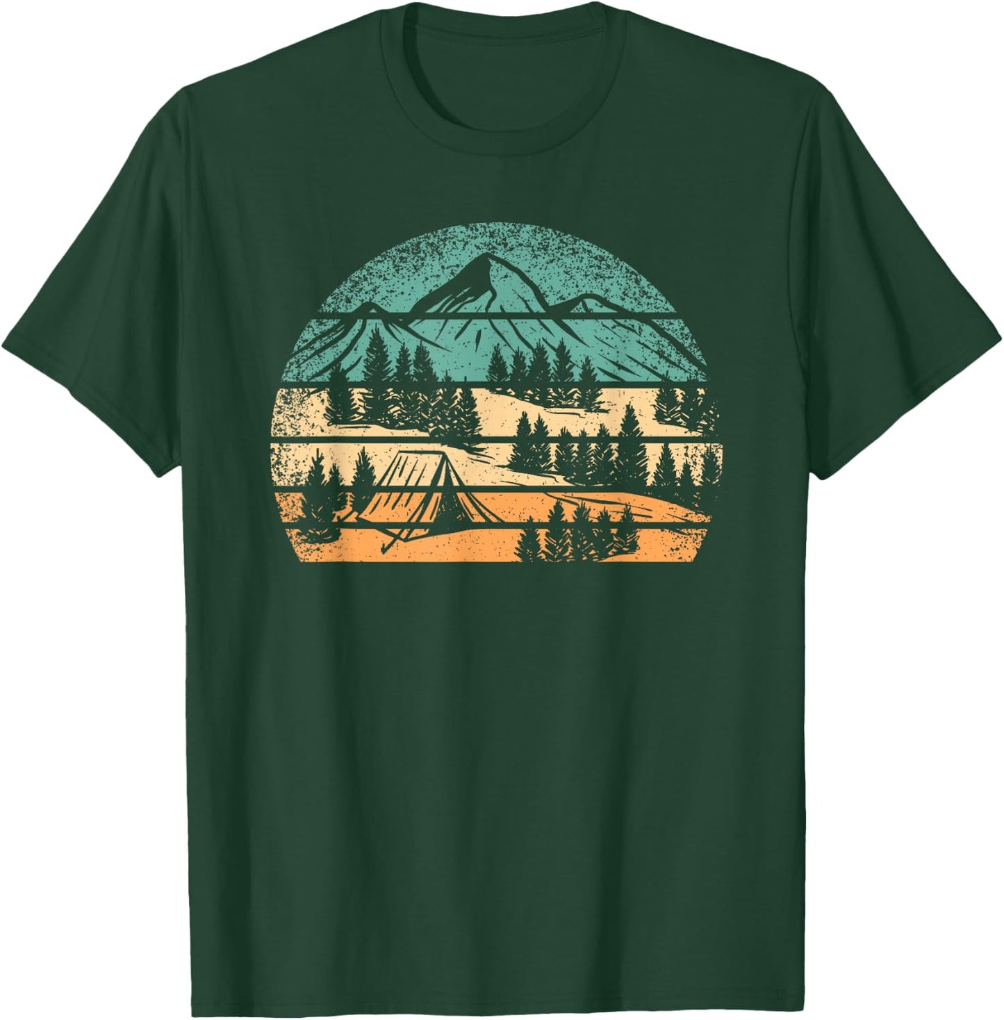 Retro Camping Outdoor Nature Mountain Camper Hiking Men T-Shirt - T-Shirt | Forest