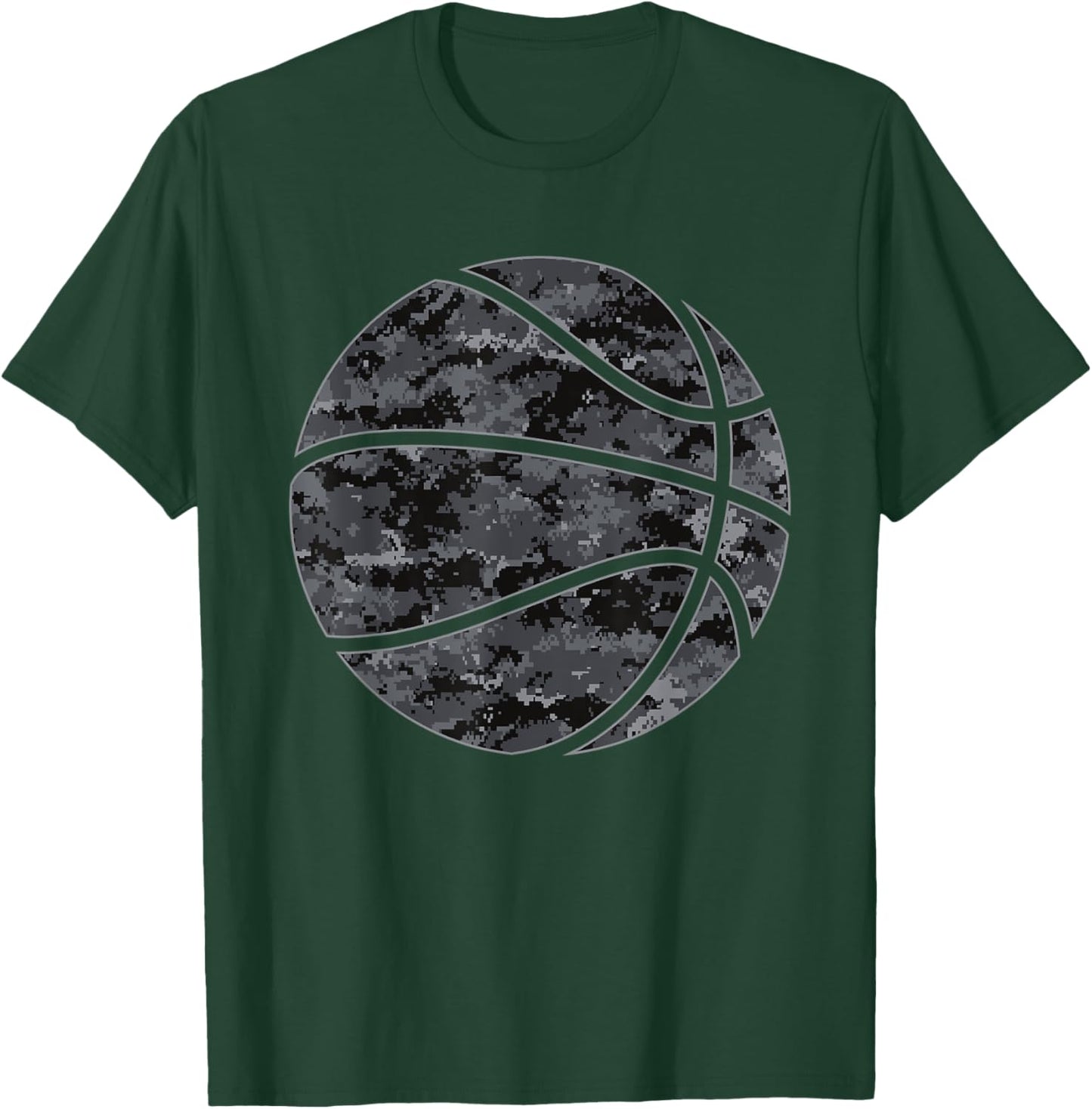 Dark Grey Camo Basketball - Dark Camouflage Basketball T-Shirt - T-Shirt | Forest