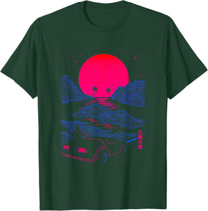 Gamma Ray Designs Eighties Vaporwave Midnight Drive T-Shirt - T-Shirt | Forest