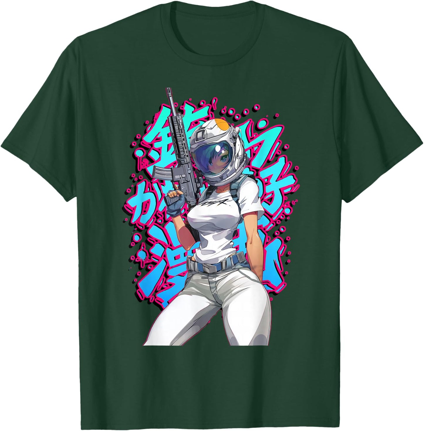 Anime Waifu Astronaut Manga Graffiti Graphic T-Shirt - T-Shirt | Forest