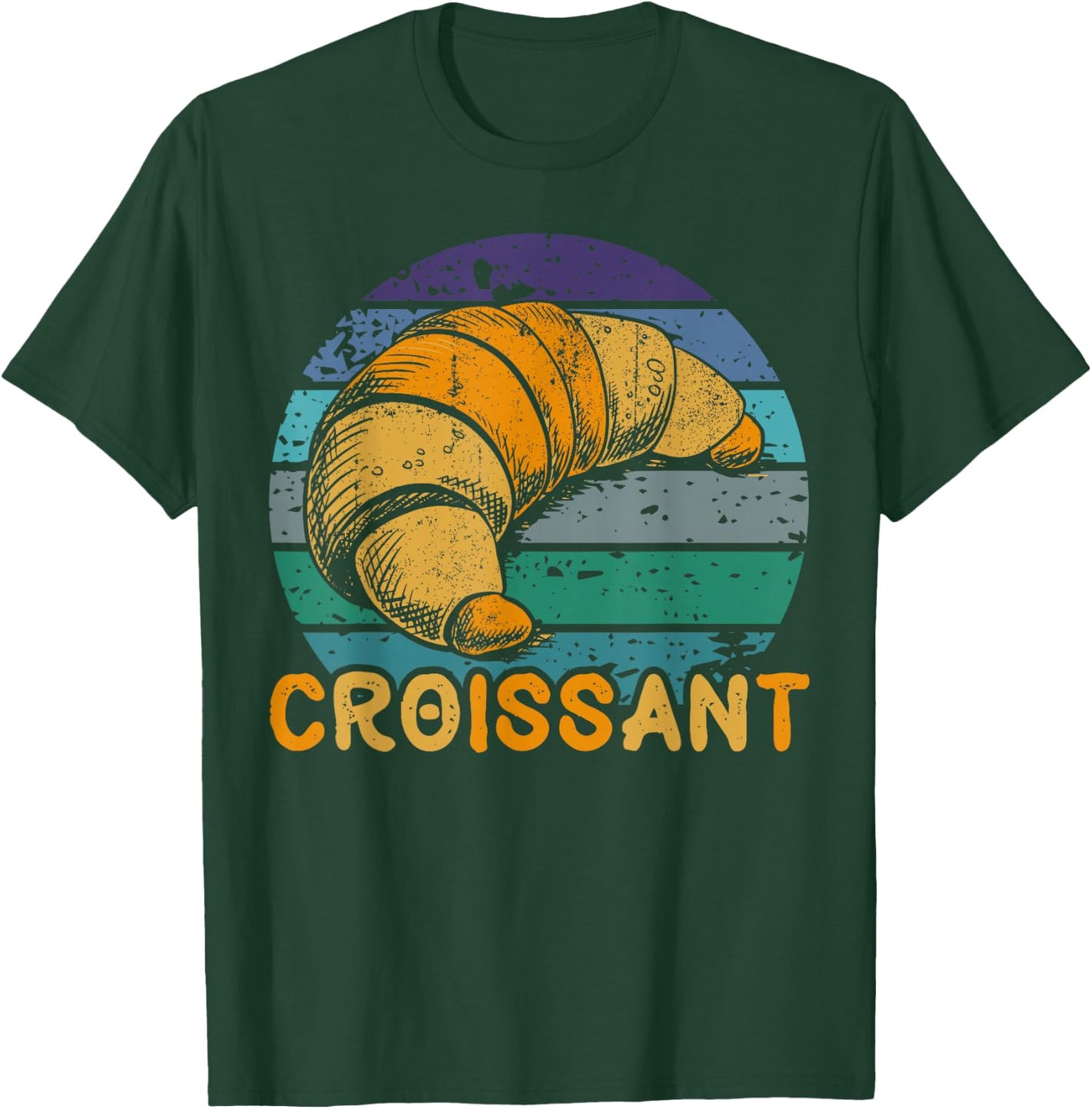 Vintage Retro Croissant Funny Pastry Chef Gifts T-Shirt - T-Shirt | Forest