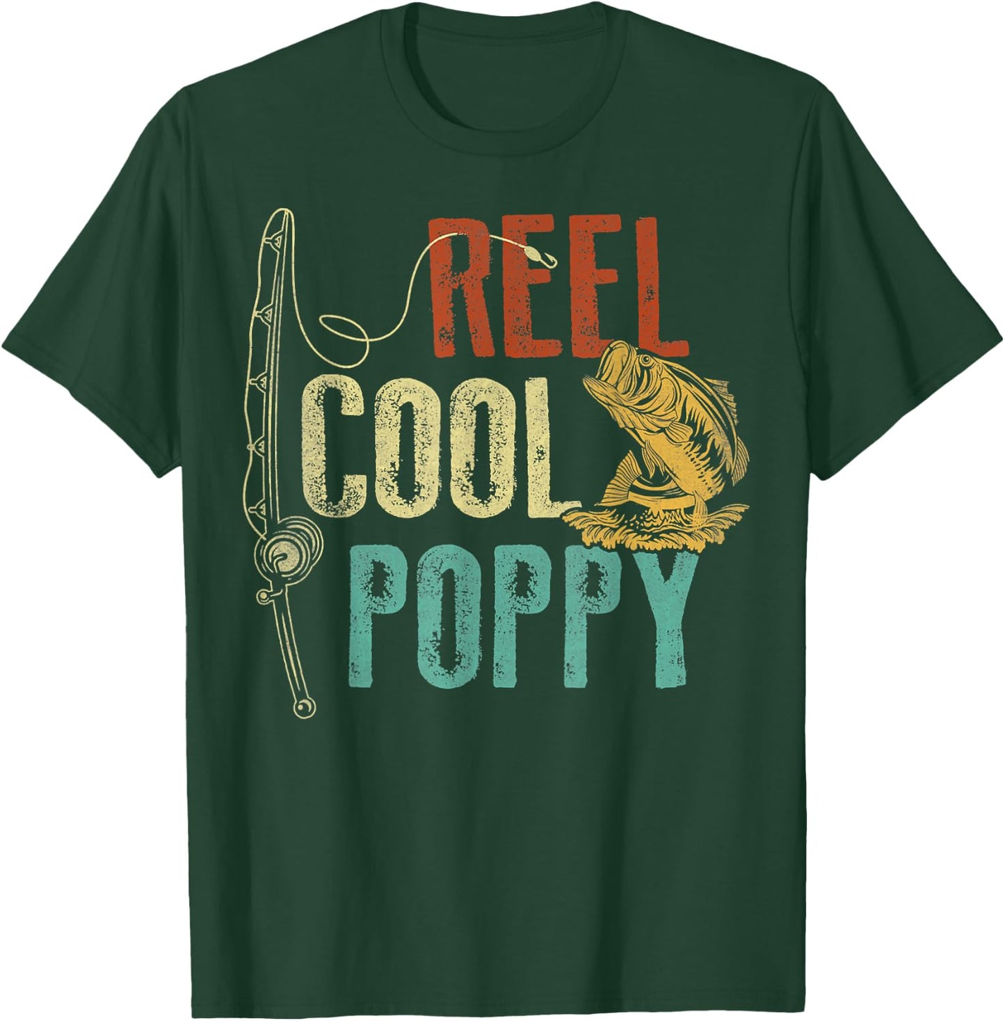 Reel Cool Poppy Fishing Grandpa Gift Father's Day Fisherman T-Shirt - T-Shirt | Forest