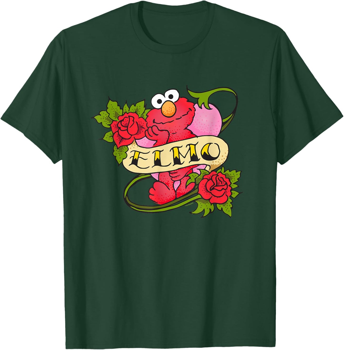 Sesame Street Elmo Hearts and Roses Tattoo T-Shirt - T-Shirt | Forest