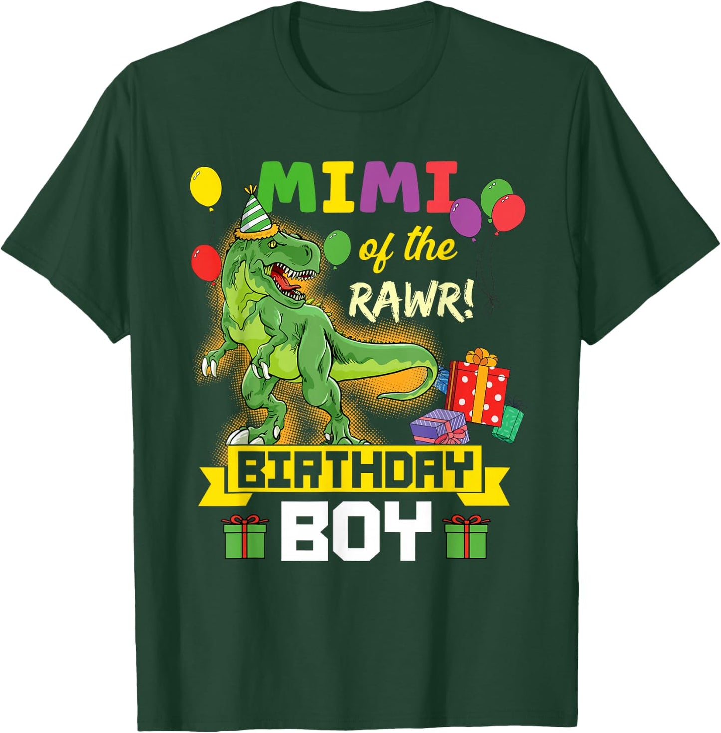 Mimi of the Birthday Boy Dinosaur Celebration Graphic T-Shirt - T-Shirt | Forest