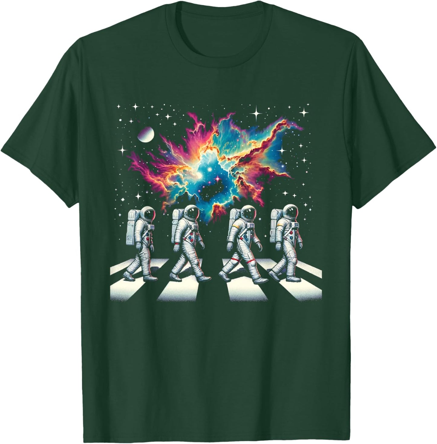Walking Astronauts In Space Funny Galaxy Crosswalk Colorful T-Shirt - T-Shirt | Forest