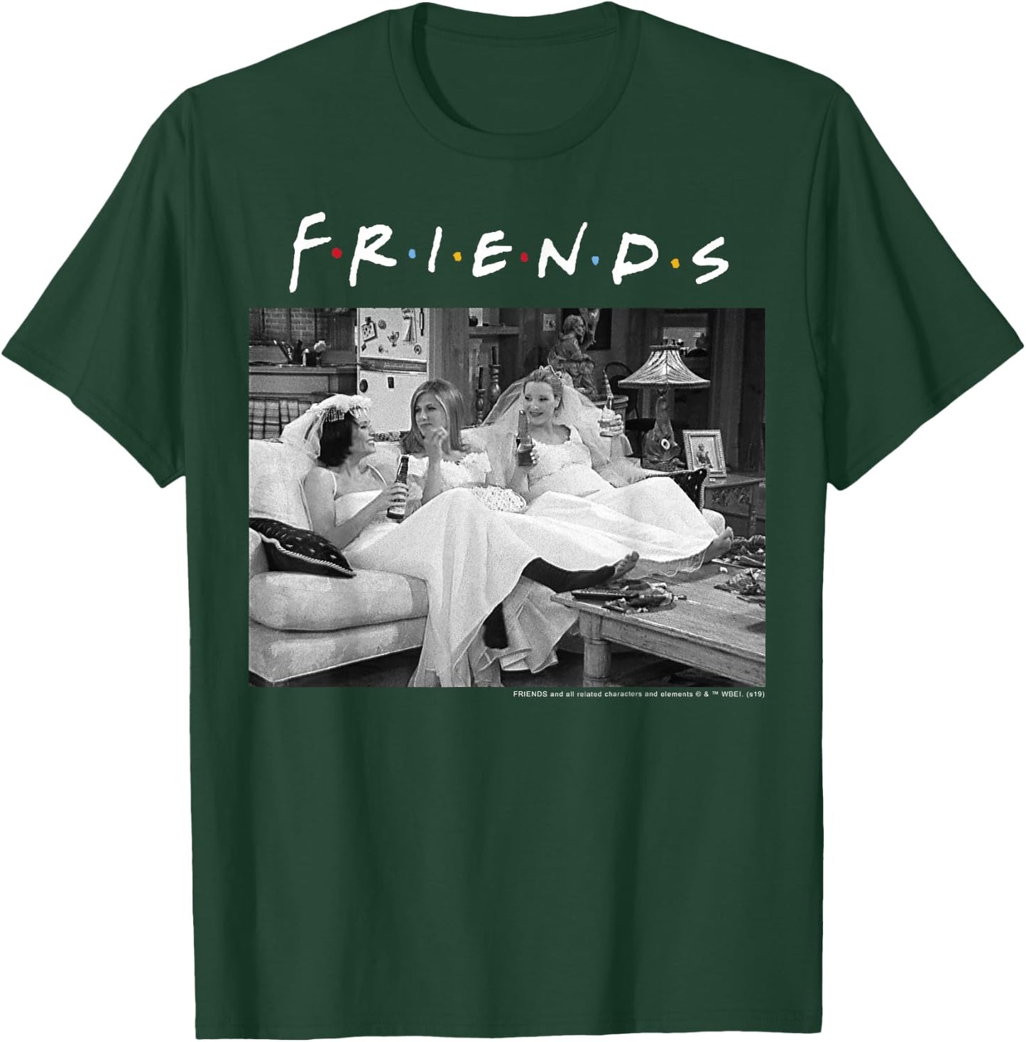 Friends Wedding Gowns Black & White Portrait T-Shirt - T-Shirt | Forest