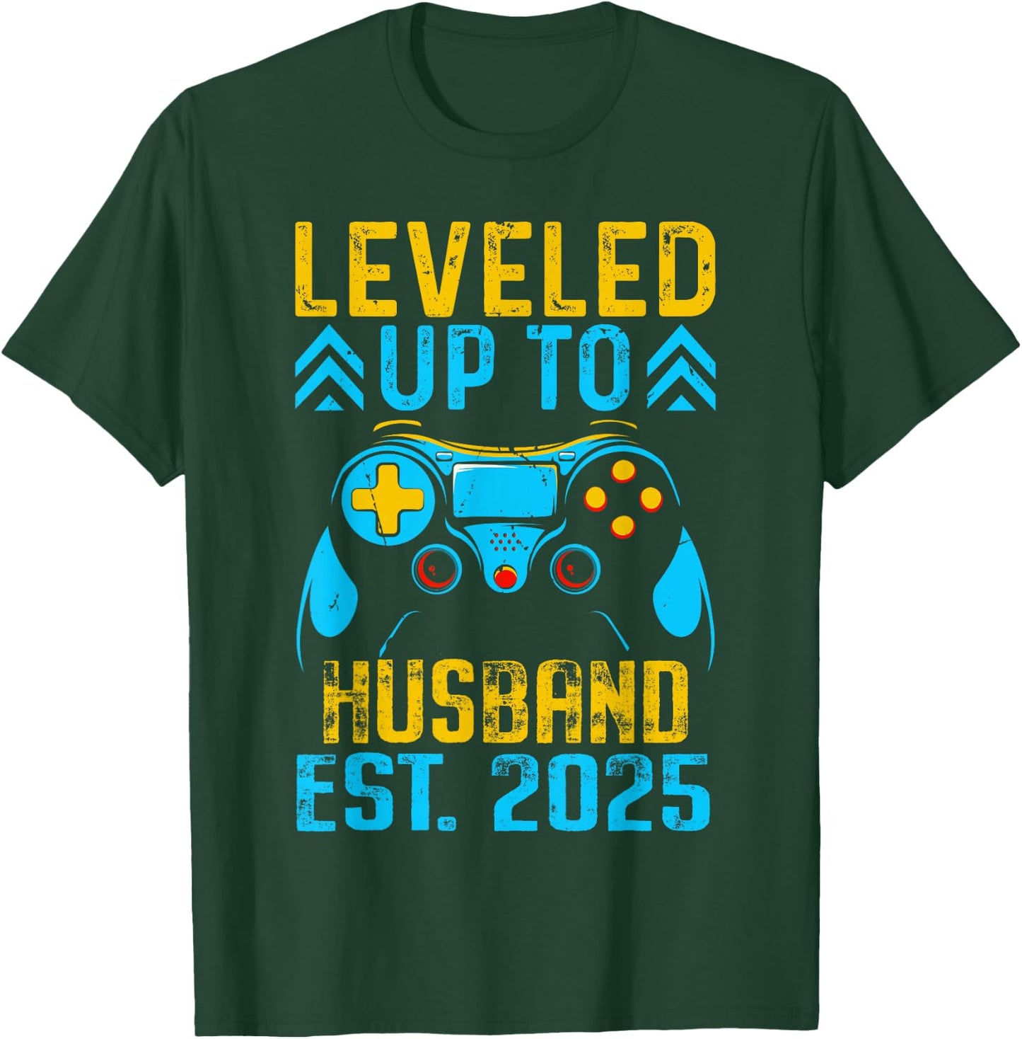 I Leveled Up To Husband Est 2025 Just Married Bachelor Party T-Shirt - T-Shirt | Forest
