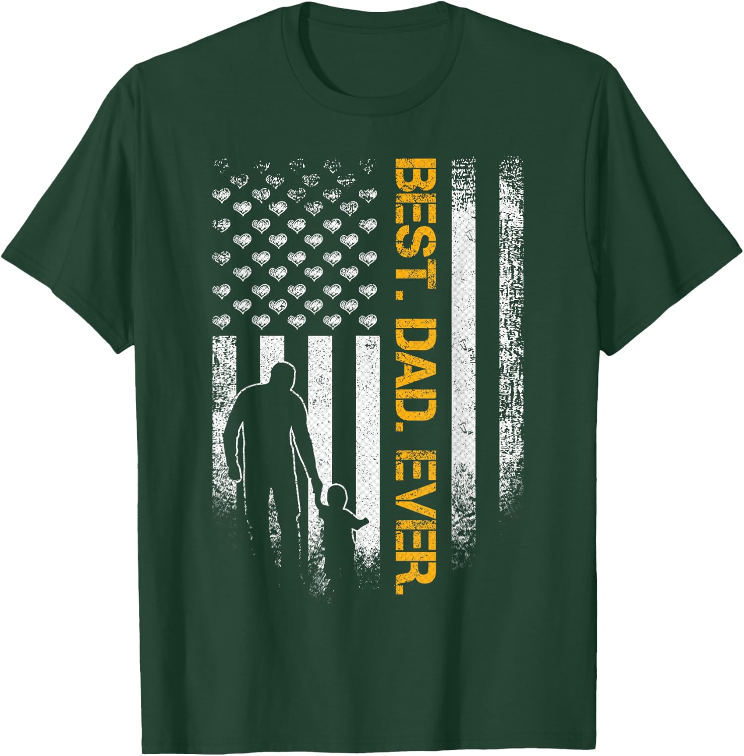 Vintage USA American Flag Best Dad Ever Funny Father's Day T-Shirt - T-Shirt | Forest