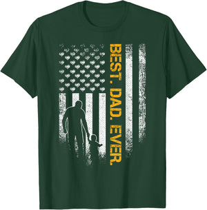 Vintage USA American Flag Best Dad Ever Funny Father's Day T-Shirt - T-Shirt | Forest