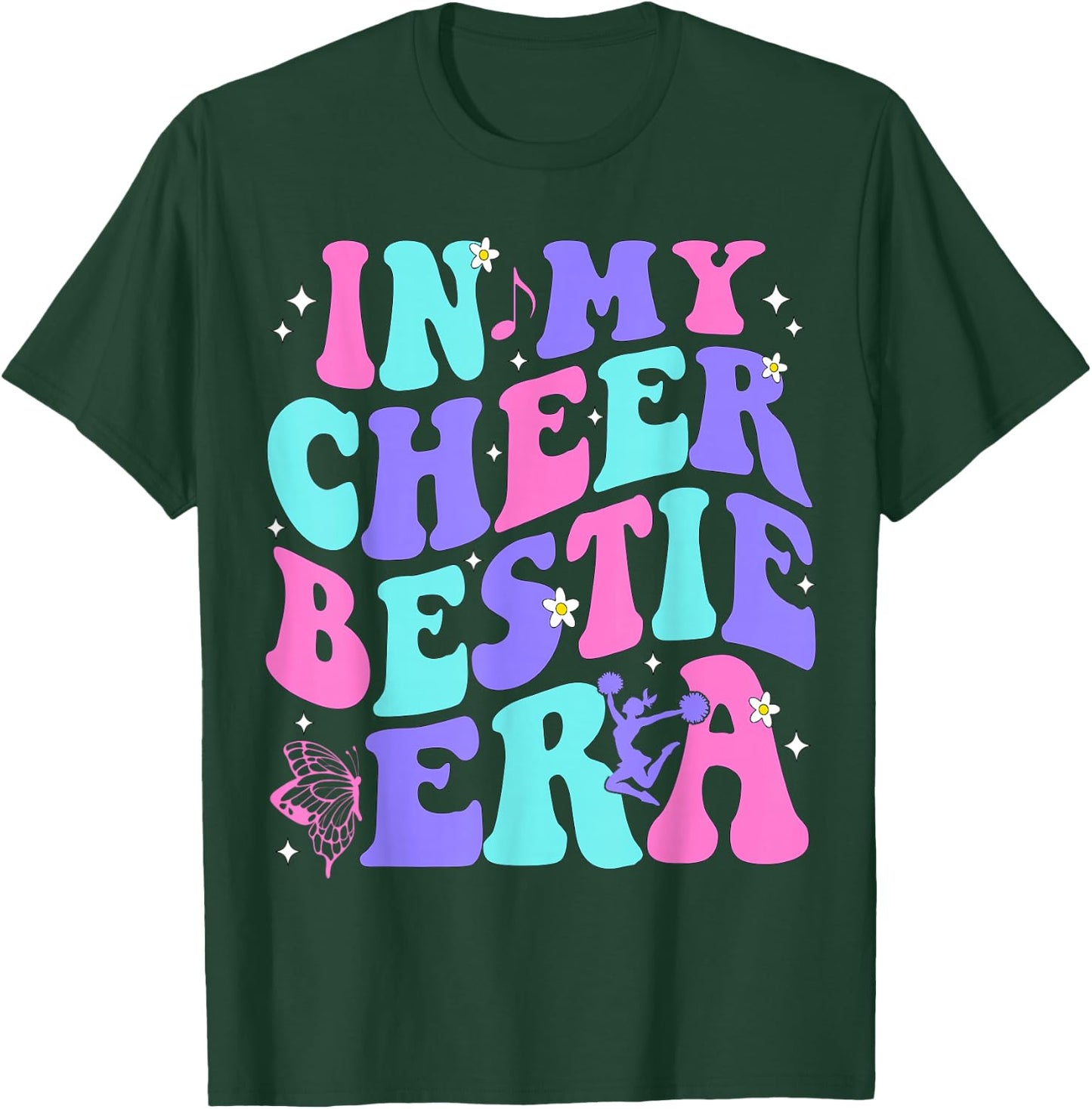 In My Cheer Bestie Era Kids Girls Boys Cheerleader Cheering T-Shirt - T-Shirt | Forest
