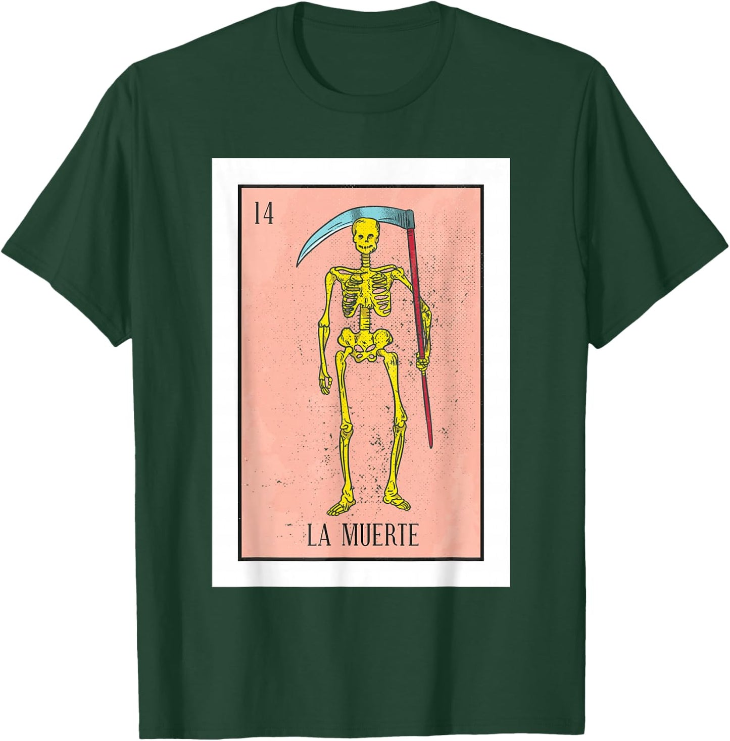 Retro La Muerte Lottery Card The Death Card Mexican Lottery T-Shirt - T-Shirt | Forest