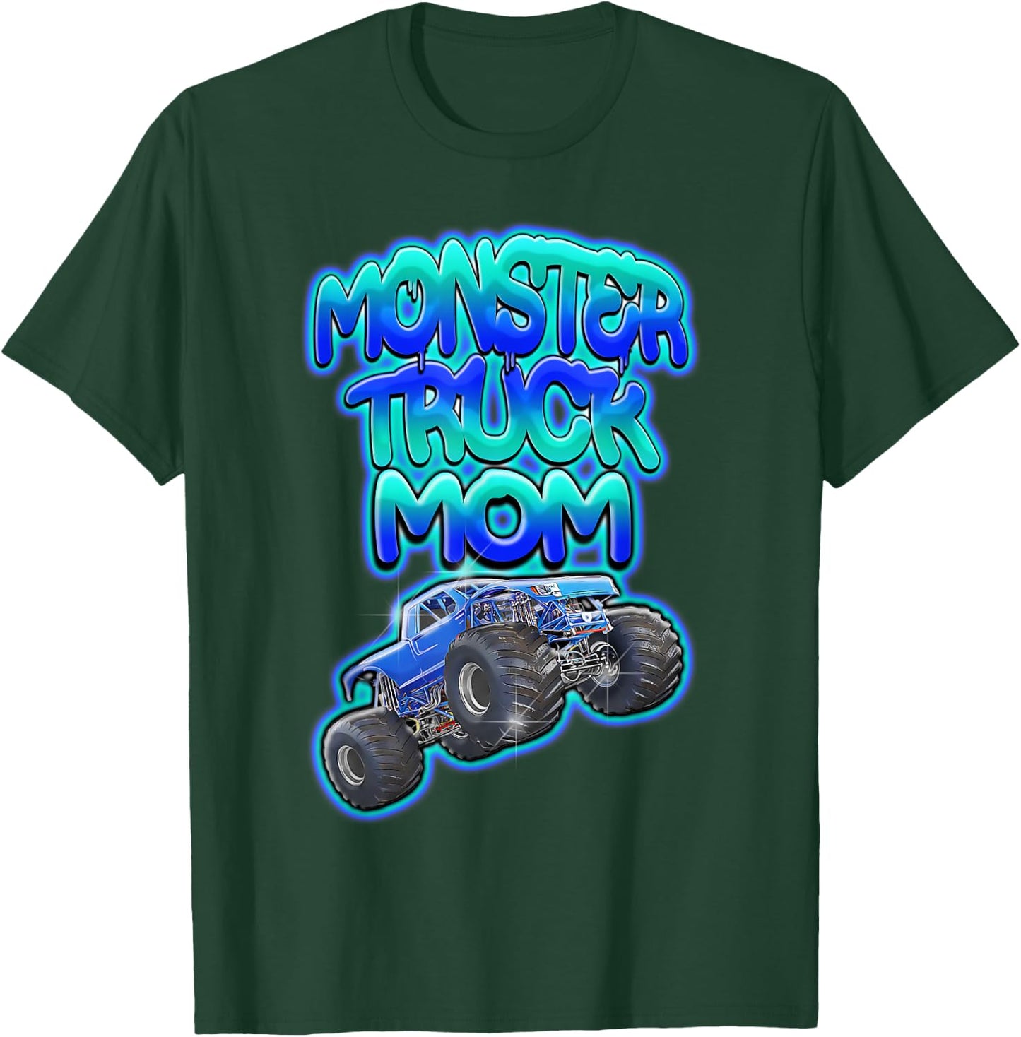 Monster Truck Mom Cool Blue Graffiti Style T-Shirt - T-Shirt | Forest