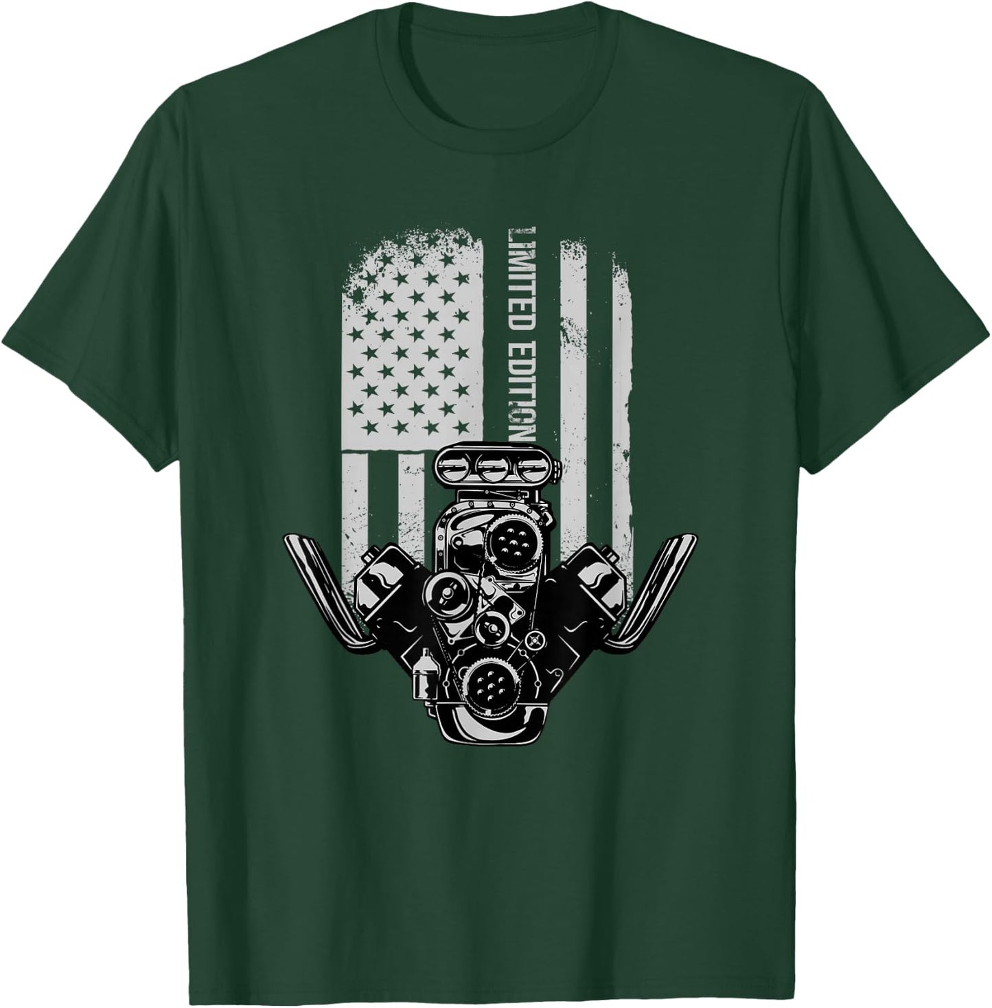 American Muscle Car Birthday Limited Edition Motor V8 T-Shirt - T-Shirt | Forest