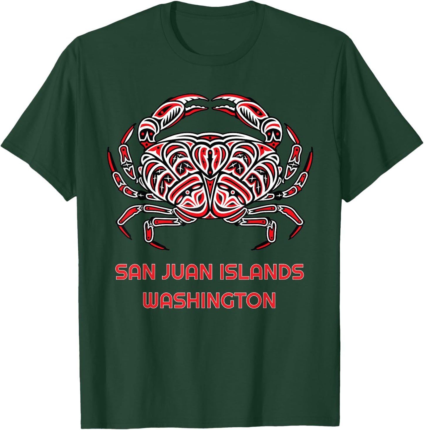 San Juan Islands Washington Dungeness Crab Native American T-Shirt - T-Shirt | Forest