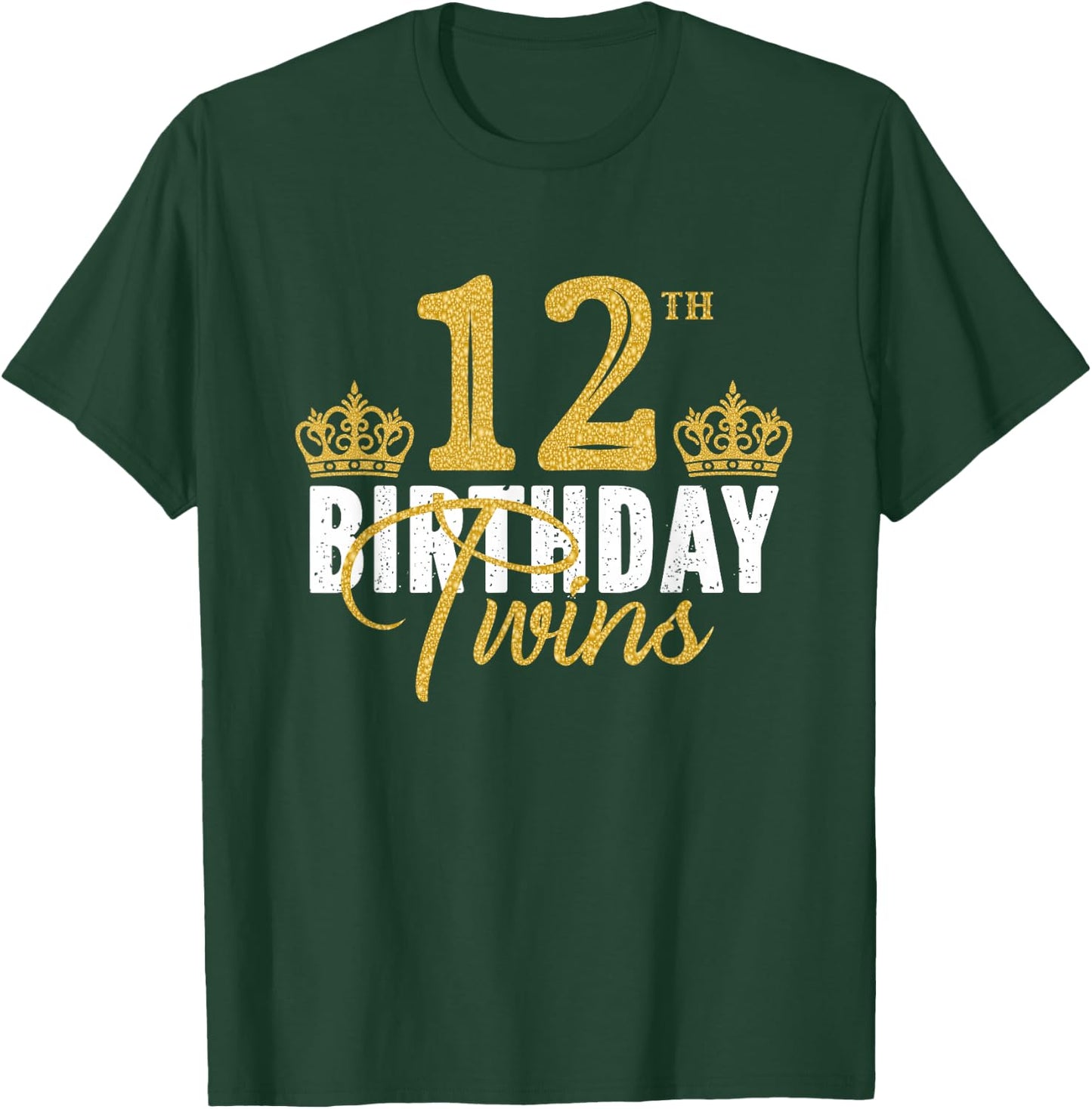 12th Birthday Twins 12 Years Old Party Idea For Boy And Girl T-Shirt - T-Shirt | Forest