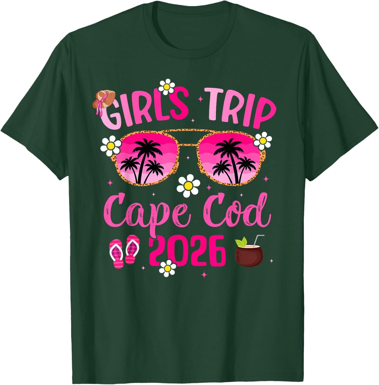Girl’s Trip Cape Cod 2026 Besties Beach Vacation Group T-Shirt - T-Shirt | Forest
